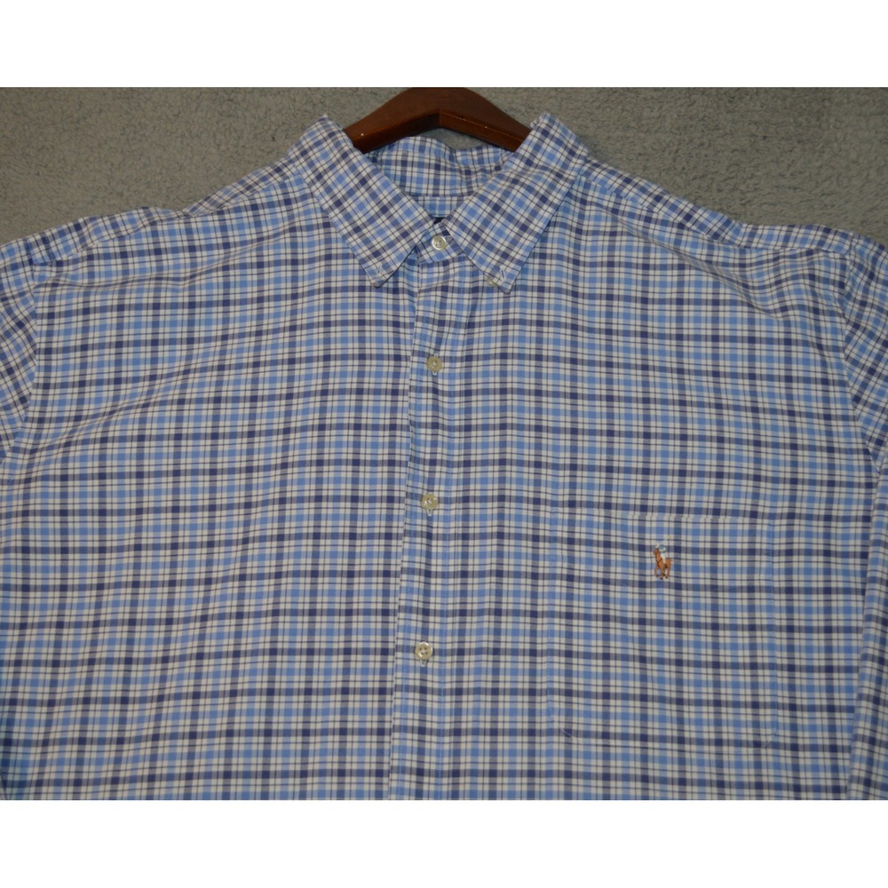 Ralph Lauren Long Sleeve Button Down‎ Shirt Mens Size 3XLT Blue Checkered
